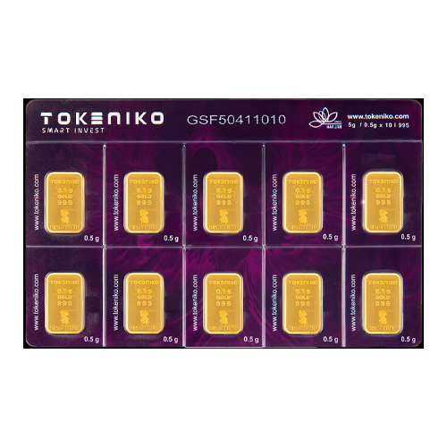 شمش طلا سیمکارتی 5 گرمی توکنیکو ۲۴ عیار (10x0.5)