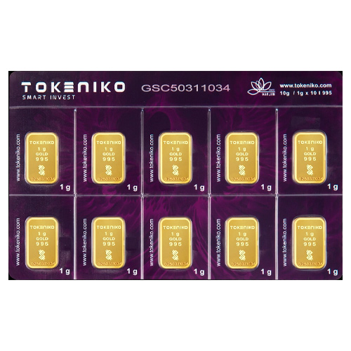 شمش طلا سیمکارتی 10 گرمی توکنیکو ۲۴ عیار (10x1)
